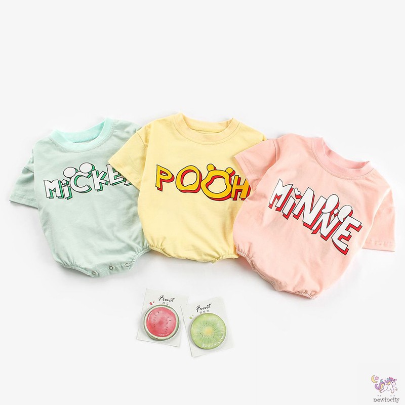 Bộ Áo Liền Quần Ngắn Tay In Chữ Cho Bé Trai Và Bé Gái