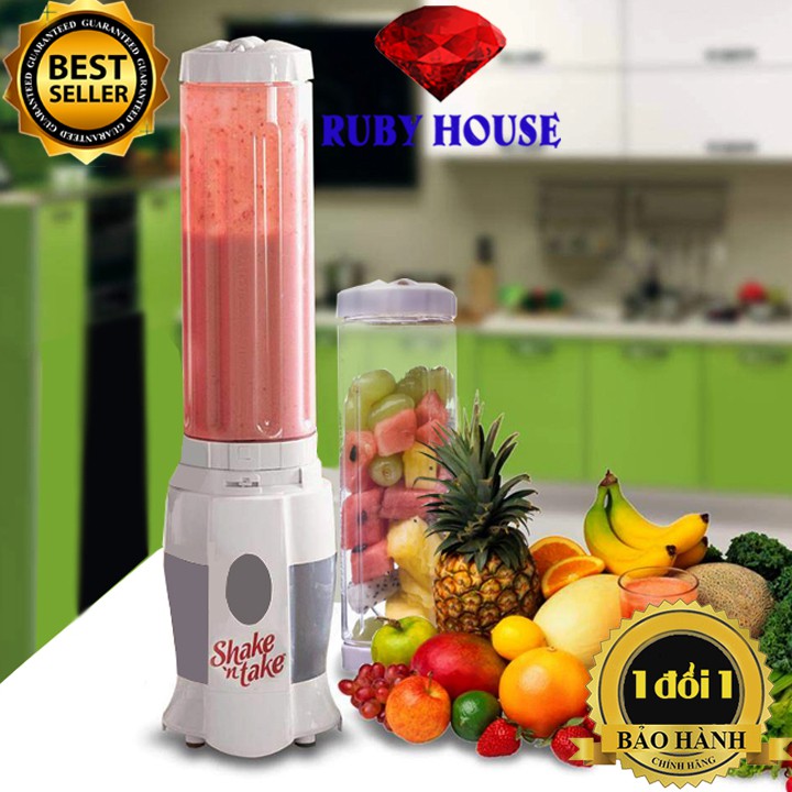 [CHÍNH HÃNG]Máy xay sinh tố 2 cốc Shake, Máy xay cầm tay đa năng 2 cối xay kèm vòi hút tiện dụng - Ruby House