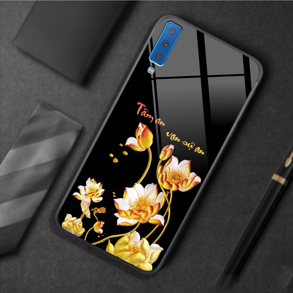 Ốp lưng KÍNH Samsung Galaxy A7 2018 in hình 3D TÀI LỘC-TÂM AN -MÃ ĐÁO