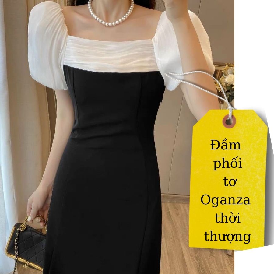 Đầm bigsize đầm dự tiệc váy đuôi cá T144 màu đen phối tơ oganza cao cấp thương hiệu NER