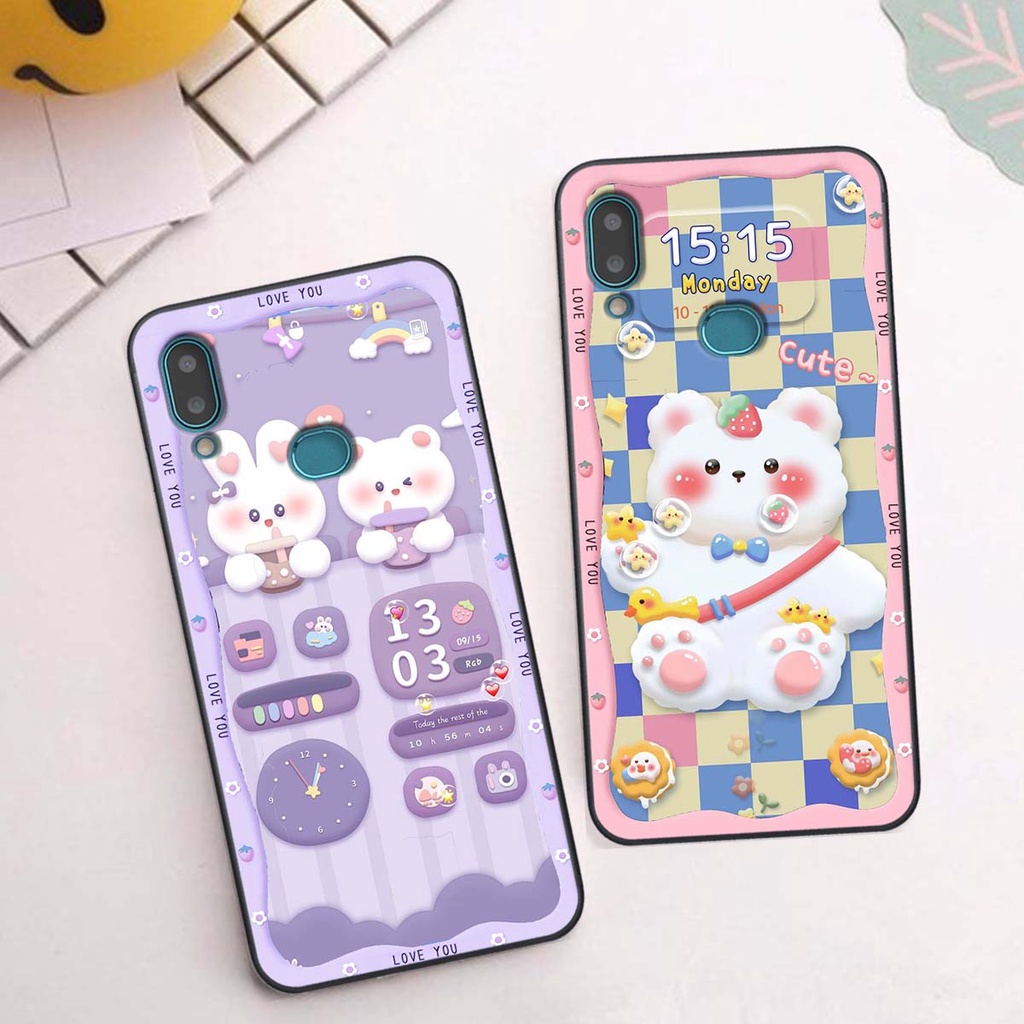 Ốp lưng Samsung A10s in hình gấu cute,bò sữa 3D cute dễ thương bảo vệ điện thoại.