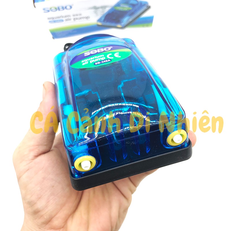 Máy sục sủi khí oxy 2 vòi 5W SOBO SB-348A cho hồ cá - Máy thổi khí oxy SB384A