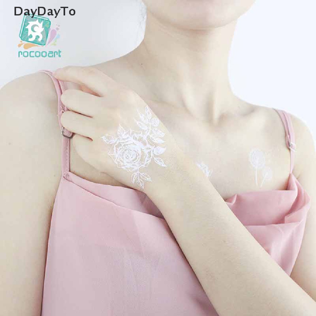 Hình Xăm Tạm Thời Henna Trắng Phối Ren Gợi Cảm Cho Nữ