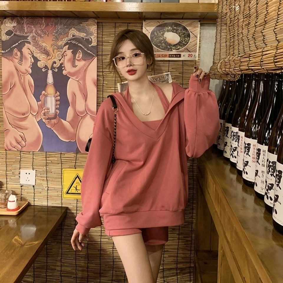 COZOK Set áo hoodie không tay + áo khoác ngoài thời trang dành cho nữ