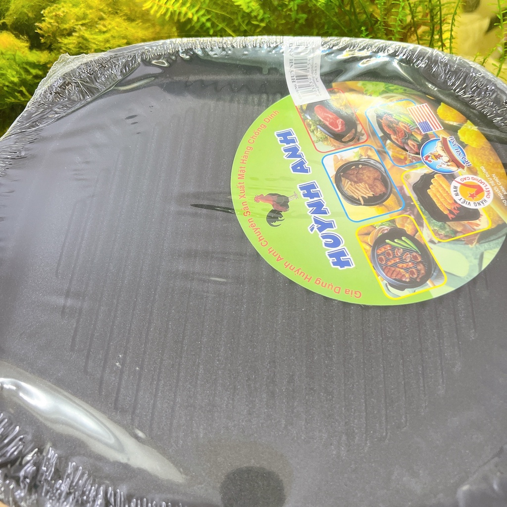 Chảo Nướng Chống Dính Huỳnh Anh Kiểu Dáng Hàn Quốc Có Rãnh Thoát Dầu Tiện Ích