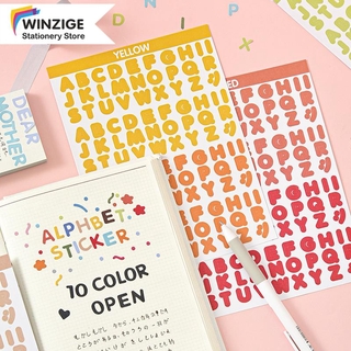 sticker decor top loader Bộ 2 tấm hình dán họa tiết chữ cái màu kẹo trang trí DIY dễ thương