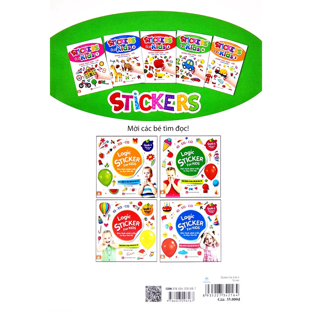 Sách Sticker For Kids 4 (Song Ngữ Anh - Việt) - Từ Mới