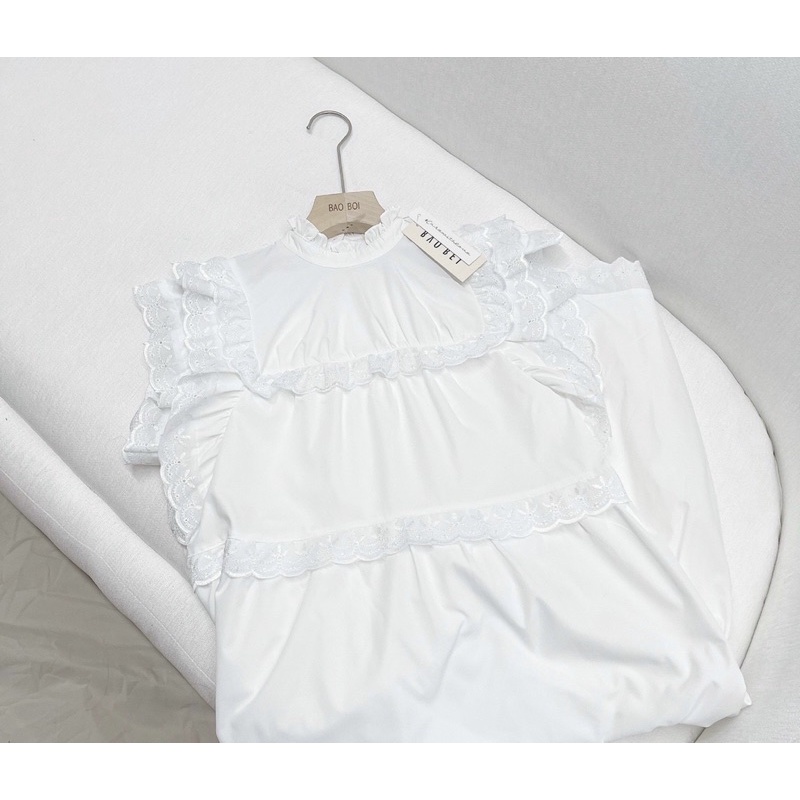 Váy Maxi Trắng Tay Cánh Tiên Thiết Kế - Hàng Loại 1