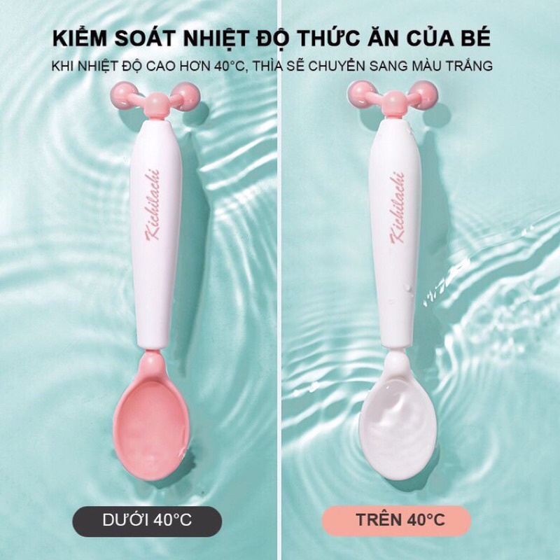 Muỗng thìa chống đỗ, báo nóng Kichi xoay 360 độ 2 chức năng thông minh cho bé