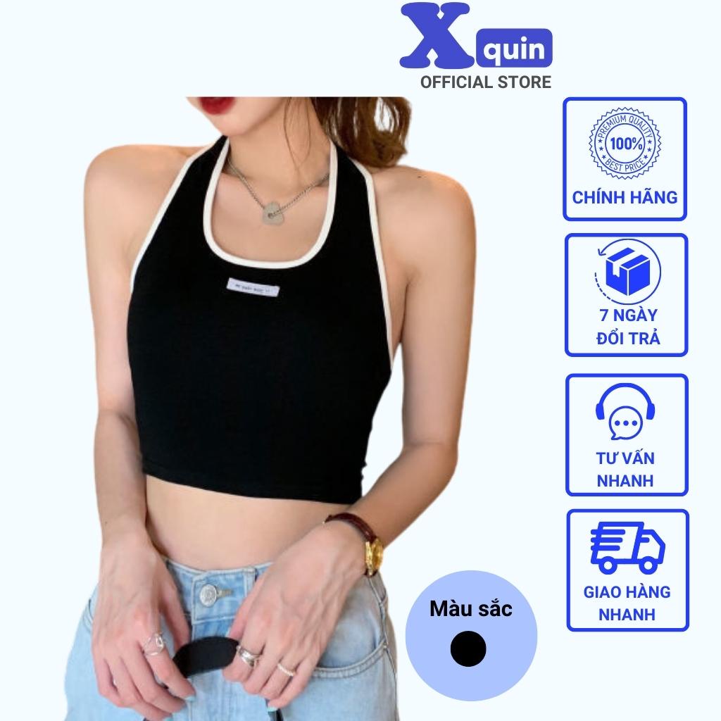 Áo ba lỗ nữ len dệt kim hoạ tiết sọc ngang Xquin, Áo 2 dây nữ ôm body cực tôn dáng mặc mùa đông