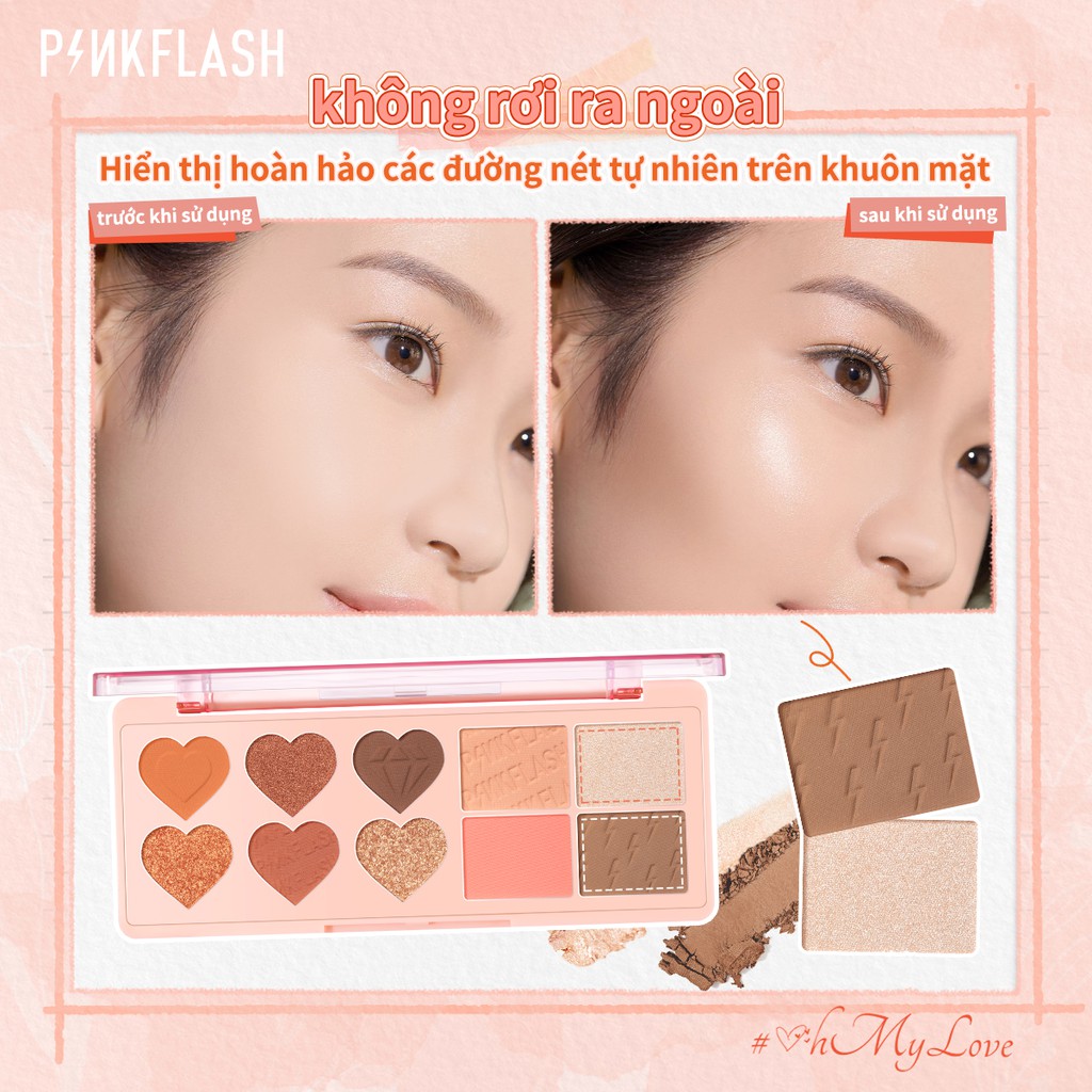 PINKFLASH Bảng Phấn Mắt Kiêm Phấn Bắt Sáng Và Tạo Khối 4 Trong 1 Cao Cấp