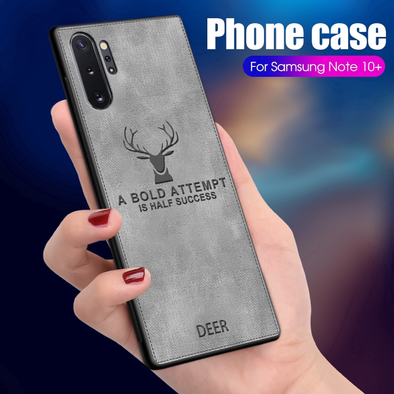 Ốp điện thoại kiểu vải hình nai cho Samsung Galaxy Note 10 Pro A30 A50 A70 M30 M20 M10 A7 A9 2018 S10 Plus