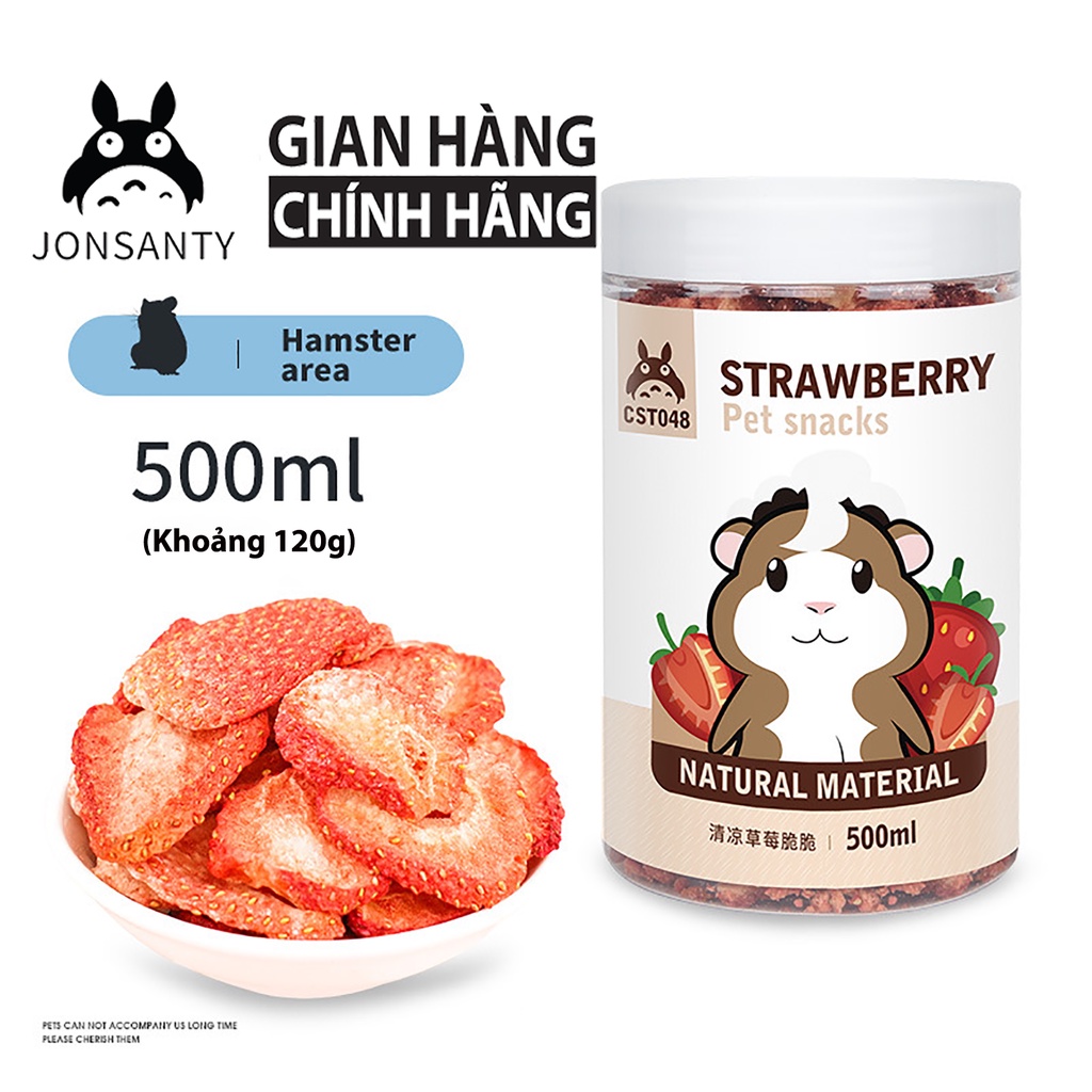 Dâu sấy lạnh cho sóc bay úc, chuột hamster, nhím, bọ ú, thỏ chính hãng JONSANTY hộp 500ML CST048
