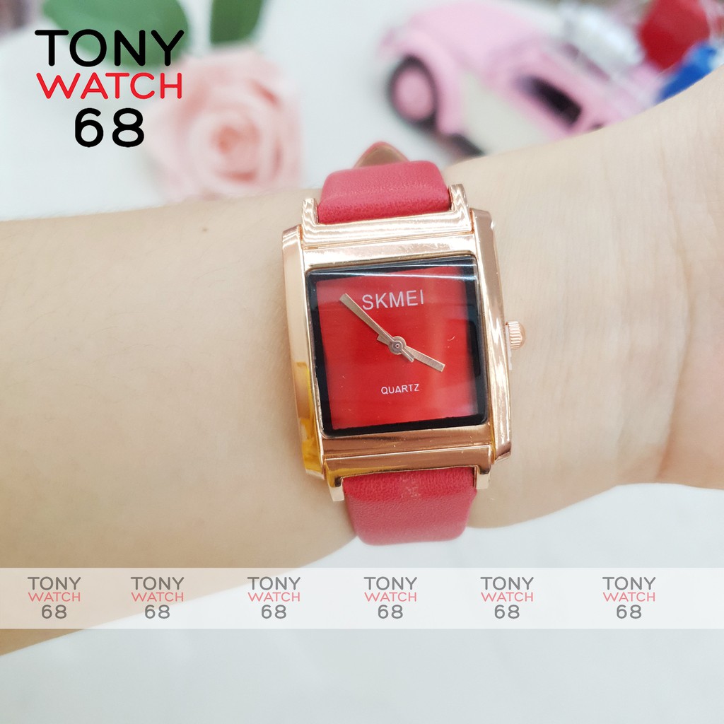 Đồng hồ nữ SKMEI dây da mặt vuông vền vàng chính hãng Tony Watch 68 | BigBuy360 - bigbuy360.vn