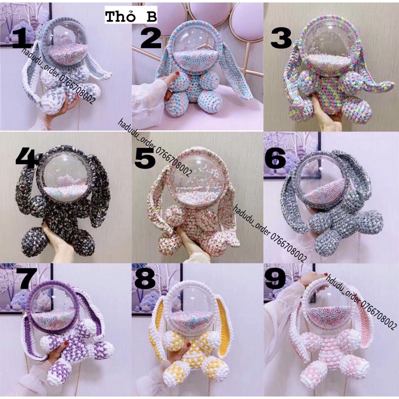 Set nguyên liệu túi len gấu tự đan, không nhận đơn gấp Sẵn gấu 8a