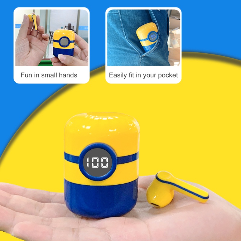 Tai nghe không dây hình Minion hoạt hình chất lượng cao cho Android Ios Tws Bt 5.1