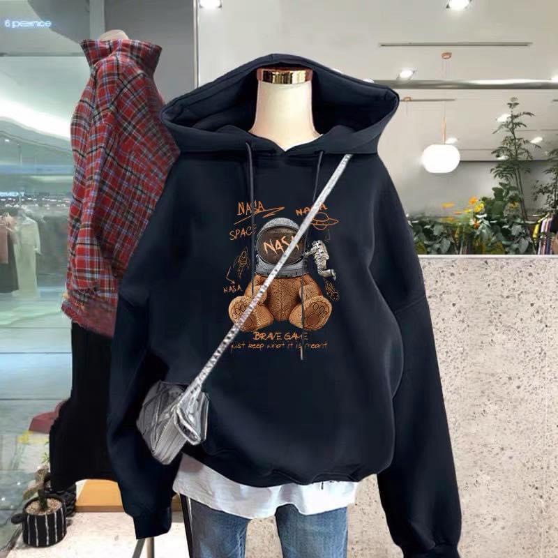 Áo nỉ hoodie  IN NASA  áo  chất nỉ bông hoodie unisex nam nữ aothun.teenshop 2 LỚP