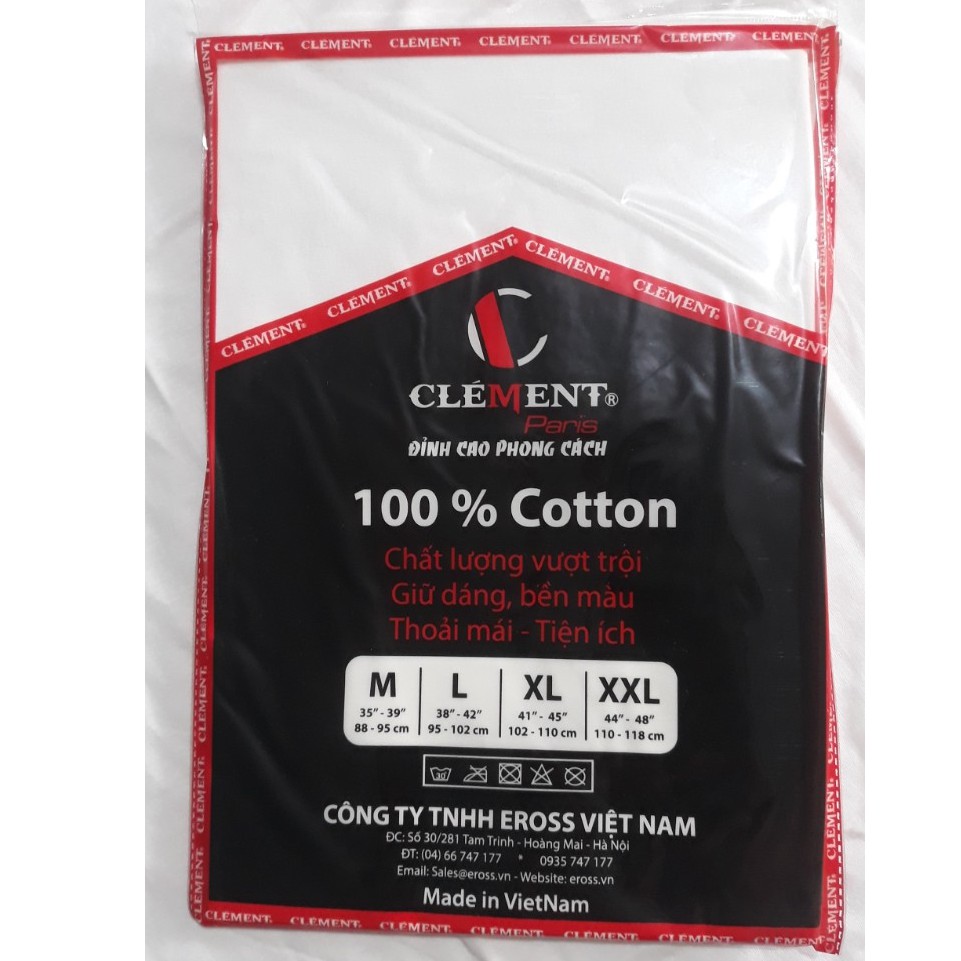 Aó thun lót nam cộc tay CLEMENT PARIS lót nam cộc tay Cổ Tròn Chất Cotton 100%, Hàng Việt Nam xuất khẩu