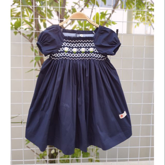 Váy Smock Her corner thô lụa navy