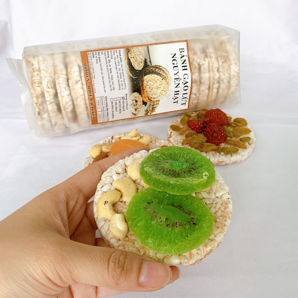 Bánh Gạo Lứt Nguyên Hạt Eatclean Healthy tập GYM, Ăn Kiêng, Giảm Cân vị Yến Mạch, Tím Than, Huyết Rồng 170g