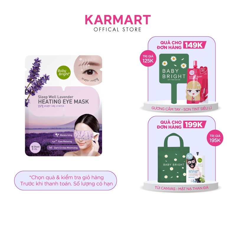 Mặt nạ tạo nhiệt giảm quầng thâm và bọng mắt Baby Bright Sleep Well Lavender Heating Eye Mask 15g