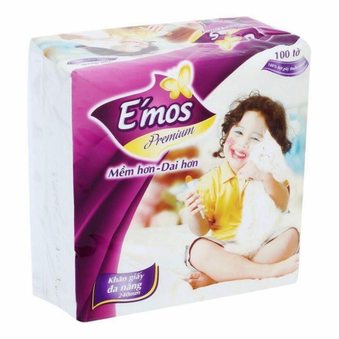[Hoangminh]  KHĂN GIẤY VUÔNG ĐA NĂNG EMOS Premium 100 TỜ