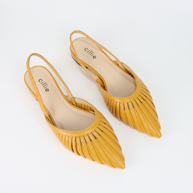 Giày sandal nữ mũi nhọn thanh lịch phối lưới chấm bị độc đáo mới lạ gót cao 4cm đi chơi dao phố Cillie 1044