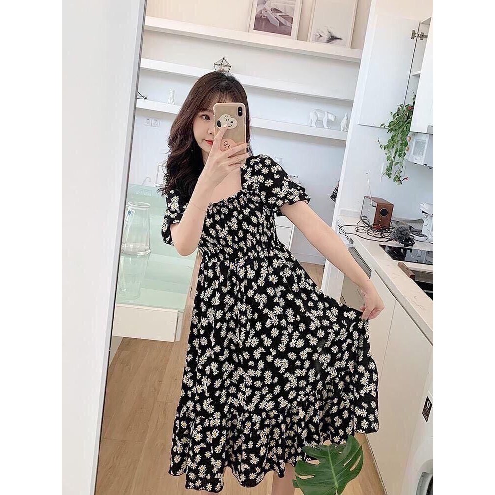 Đầm Hoa Cúc Nhí Thắt Nơ Sau Địu Đà | BigBuy360 - bigbuy360.vn