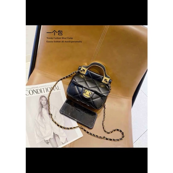 Túi xách nữ đeo chéo mini - Túi đeo chép nữ cao cấp ô trám kèm dây xích vàng cực xinh