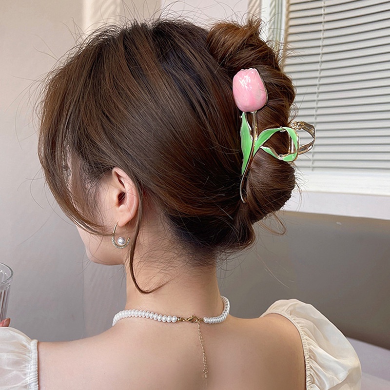 Kẹp TóC HìNh Hoa Tulip BằNg Kim LoạI ThờI Trang Cho Nữ