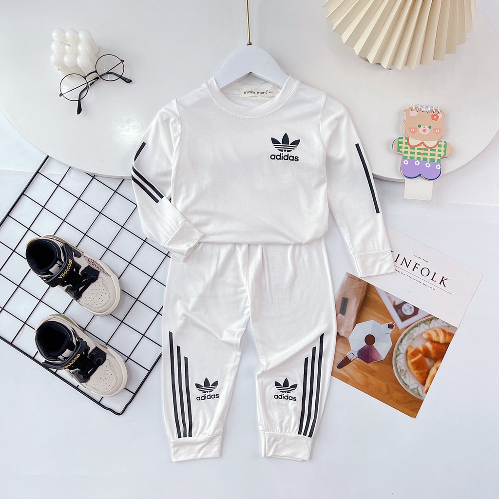 ] Bộ Dài Tay THUN LẠNH MINKY MOM, bộ quần áo thu đông mềm mịn in chữ DAS cho bé trai/bé gái