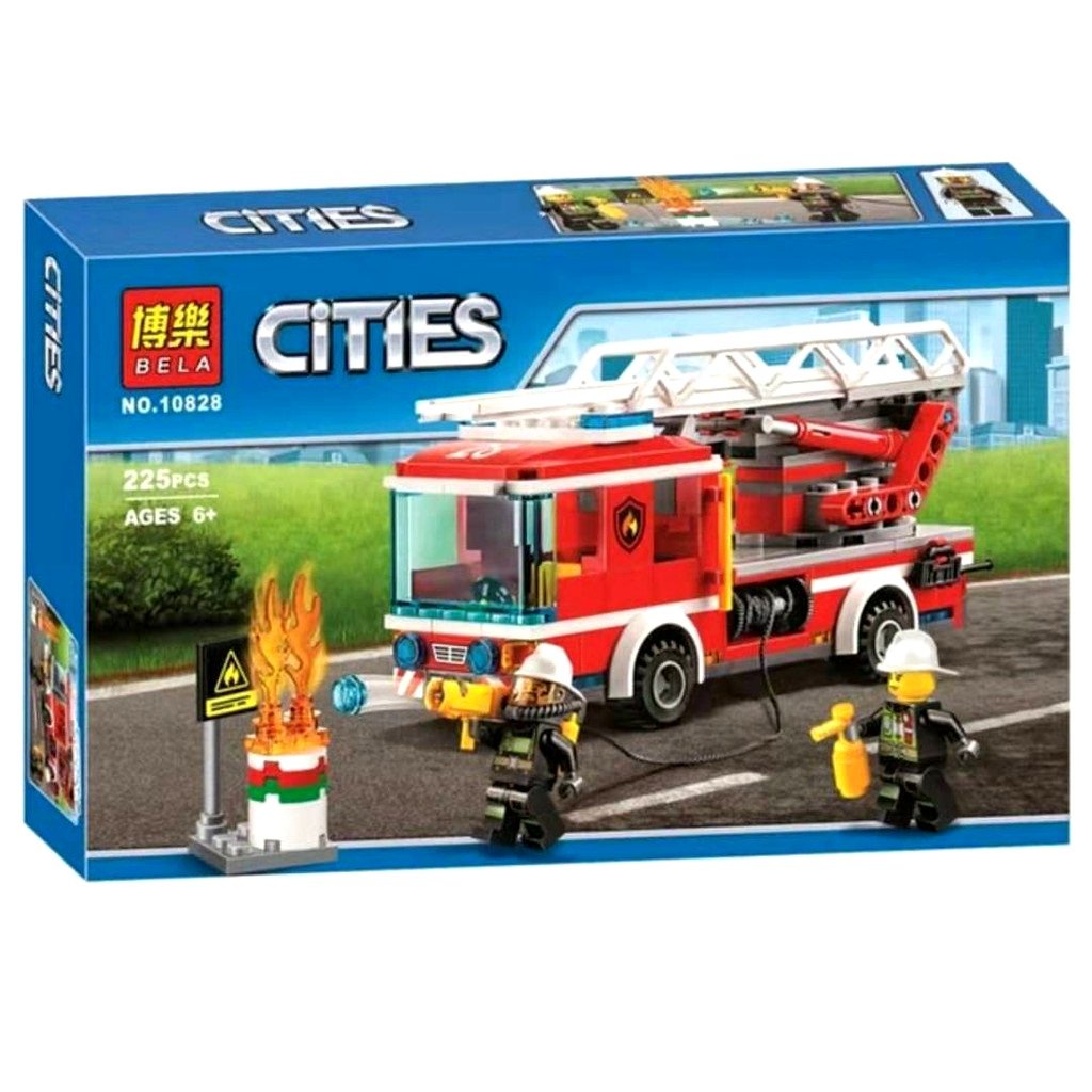 Lego cities Bela 10828 : Lắp ghép xe ô tô cứu hỏa tầm cao 239 mảnh