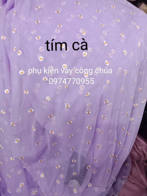 Voan lưới thêu hoa cúc loại đẹp