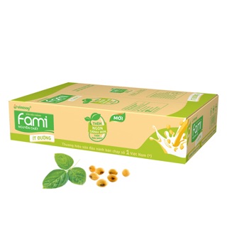 Thùng 36 hộp sữa đậu nành Fami nguyên chất ít đường/Canxi ít đường