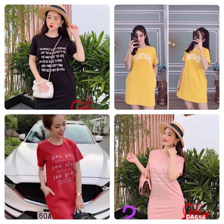 Đầm thun cotton dáng suông cá tính free size 58 kg trở lại