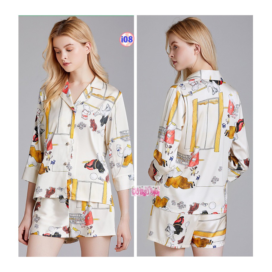 Pijama Lụa Cao Cấp tay ngắn Y45 | BigBuy360 - bigbuy360.vn