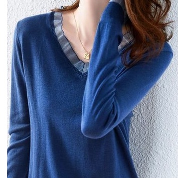 Áo ZHELIHANGFEI tay dài cổ chữ V thời trang sang trọng dành cho nữ