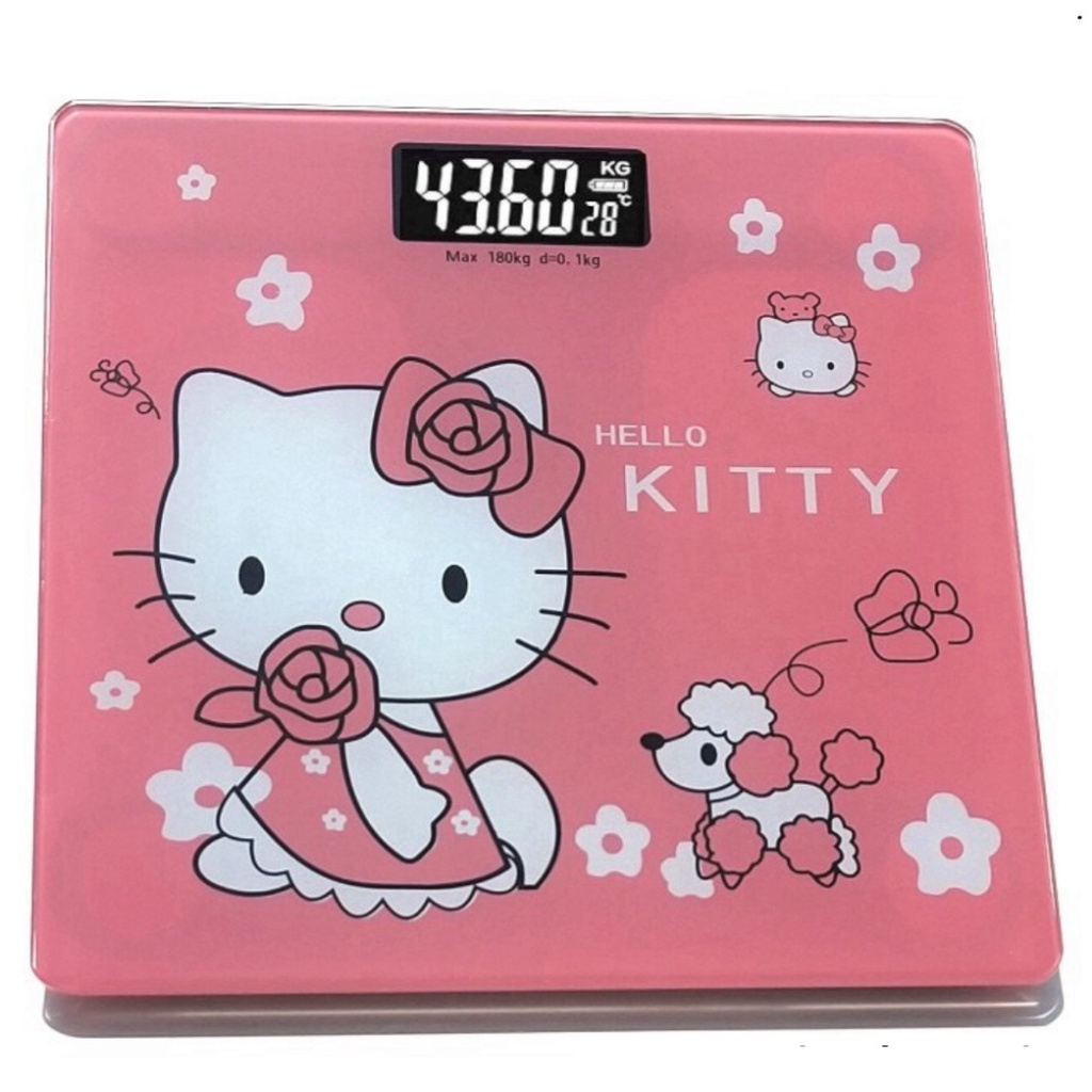 Cân điện tử hình MÈO HELLO KITTY kính cường lực Cân Sức Khỏe Cân Người Chịu Lực Tới 180KG Bảo Hành 1 NĂM