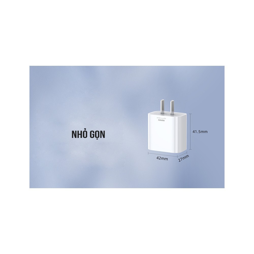 Củ Sạc Nhanh Type C PD 20W Siêu Nhanh Remax RP-U68 Cho Iphone 12 Có IC Bảo Vệ Quá Dòng Quá Áp - Hàng Chính Hãng