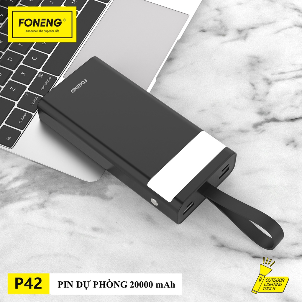 Pin Sạc Dự Phòng FONENG dung lượng 20000mAh 2 Cổng USB và Type-C có đèn LED Chiếu sáng