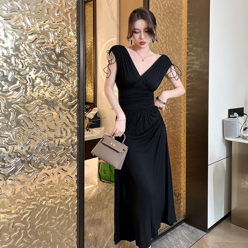 Đầm dạ hội ZYHT 5836 chất cotton không tay gợi cảm màu hồng thời trang công sở Hàn Quốc cho nữ