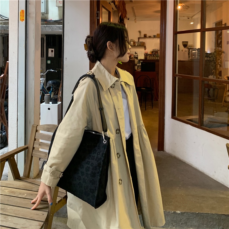 IELGY Túi Xách canvas Sức Chứa Lớn Họa Tiết Hoa Cúc Nhỏ Có Khóa Kéo Phong Cách Nhật Hàn