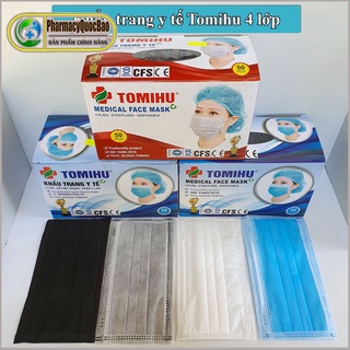 ⚡ Khẩu trang y tế 4 lớp Tomihu ⚡ Hộp 50 cái ⚡ Ngăn vi khuẩn, khói, bụi 🍀 Màu xanh, màu xám, màu trắng, màu đen 🍀