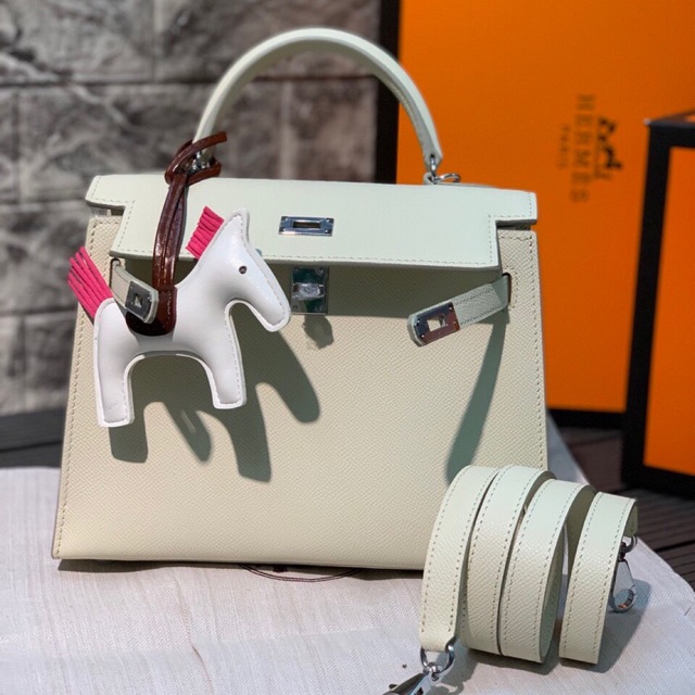 Túi Hm kelly khâu tay size 25 màu trắng