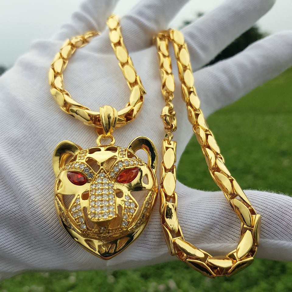 Dây chuyền mặt báo dát vàng 18k