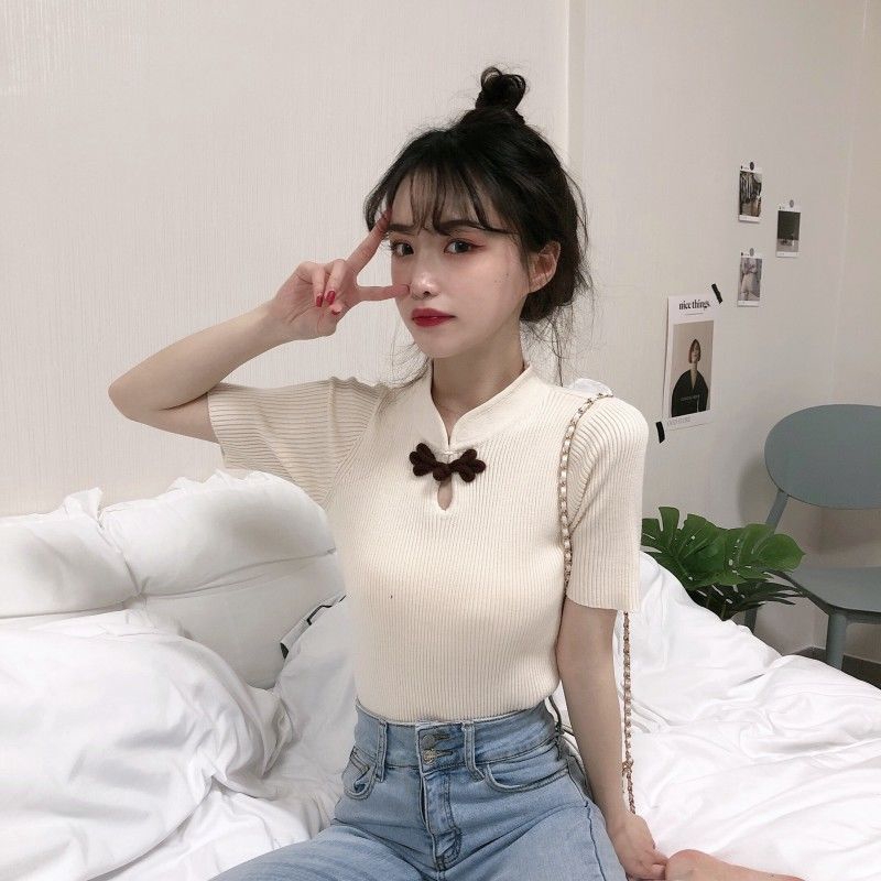 Áo nữ tay ngắn form ôm thanh lịch thời trang