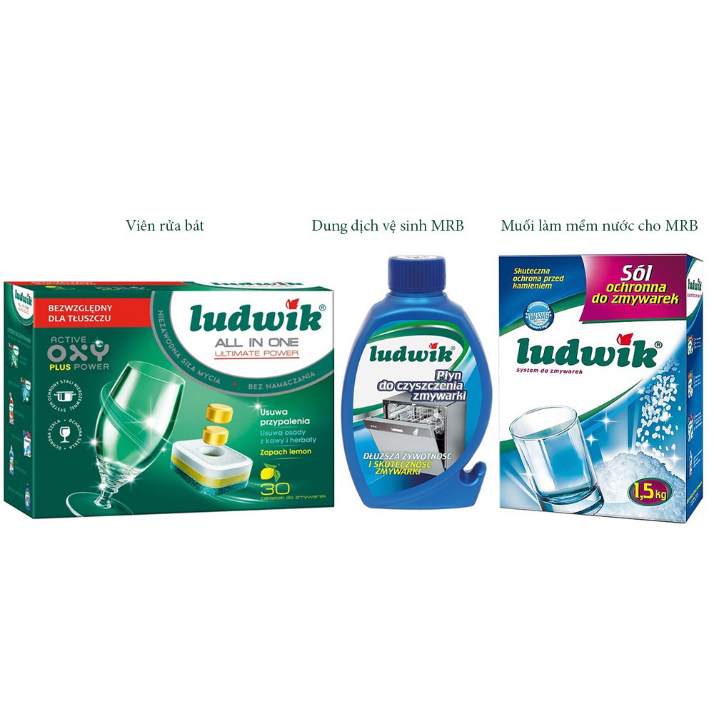 Dung dịch vệ sinh máy rửa bát Ludwik 250ml, tẩy cặn canxi mảng bám cho TẤT CẢ các loại máy: Bosch, Eurosun, Hafele..