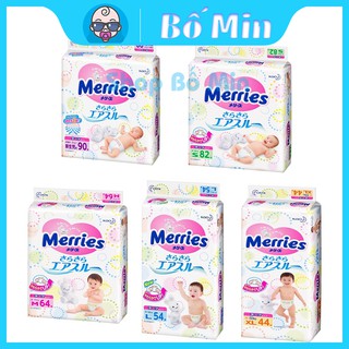 Bỉm Merries Cộng Miếng Nội Địa Nhật Dán/Quần FULL Size M76/L64/S80/M74/L56/XL50/XXl32[ Shop Bố Min ]