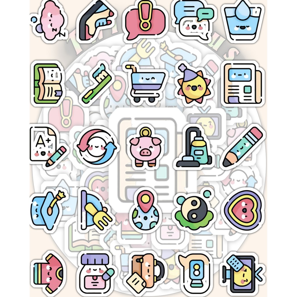 [Twins Plus] Bộ 25 Sticker Daily Planner dán trang trí laptop, máy tính bỏ túi, vali, điện thoại, đàn ghita, hộp bút,...