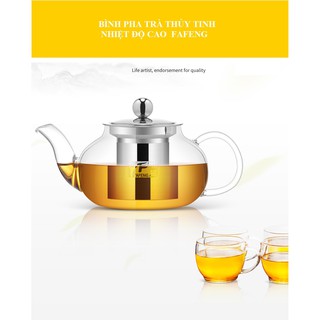 (Order)  ẤM PHA TRÀ THỦY TINH LÕI LỌC THÉP KHÔNG GỈ/ ẤM TRÀ THỦY TINH CHỊU NHIỆT ĐỘ CAO